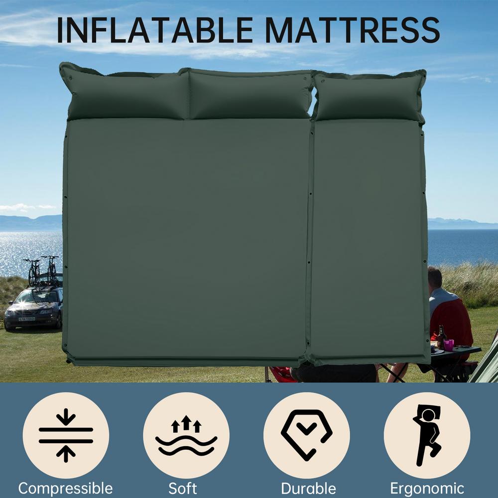 Camping Air Mattress, Single Person Inflatable Air Mattress, Portable Sleeping Mat, Built-in Pump Pads for Backpacking, Hiking, Traveling, Beach(Dark Green)
